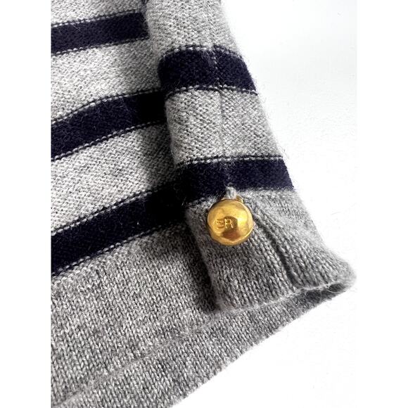 Sonia Rykiel Wool Stripe Sweater Gray Navy Paris Knit Italy 90s Y2K Small - Picture 5 of 7